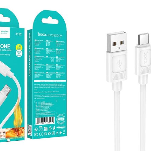 Кабель HOCO X122 USB — Type-C, 3A, силикон, 1м, белый