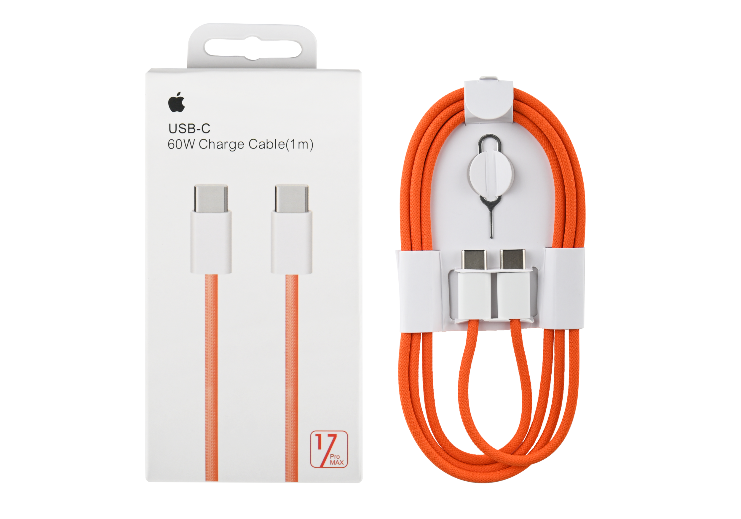 Кабель Type-C-Type-C для iPhone 17, 60W, нейлон, 1м, оранжевый