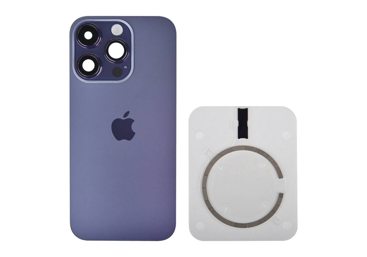 Задняя крышка для iPhone 14 Pro (Фиолетовая, MagSafe, со стеклом камеры)
