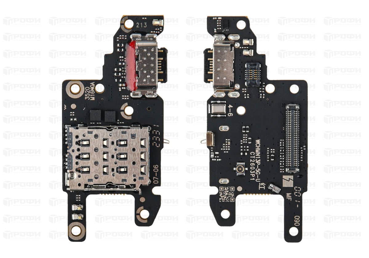 Нижняя плата Xiaomi Poco X6 5G (23122PCD1G) с разъемом зарядки/коннектор SIM/микрофон