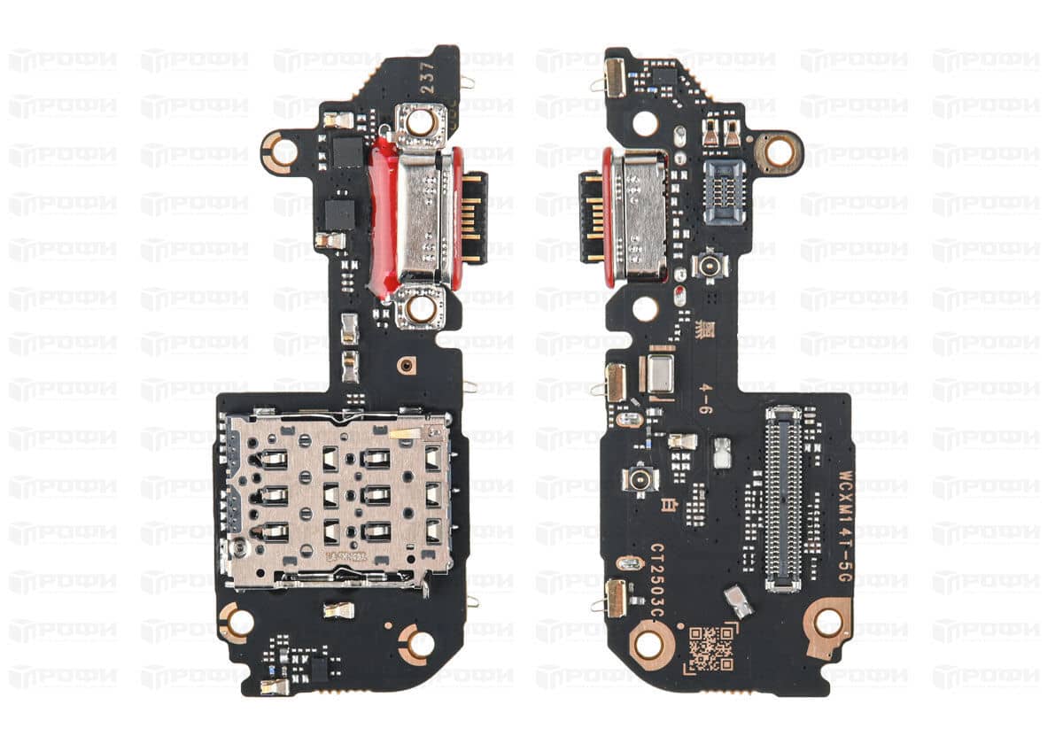 Нижняя плата Xiaomi 14T (2406APNFAG с разъемом зарядки/коннектор SIM/микрофон
