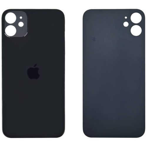 Задняя крышка для iPhone 11 черная ORG (монолит, логотип, широкий вырез под камеру (черный, ORG, монолит)