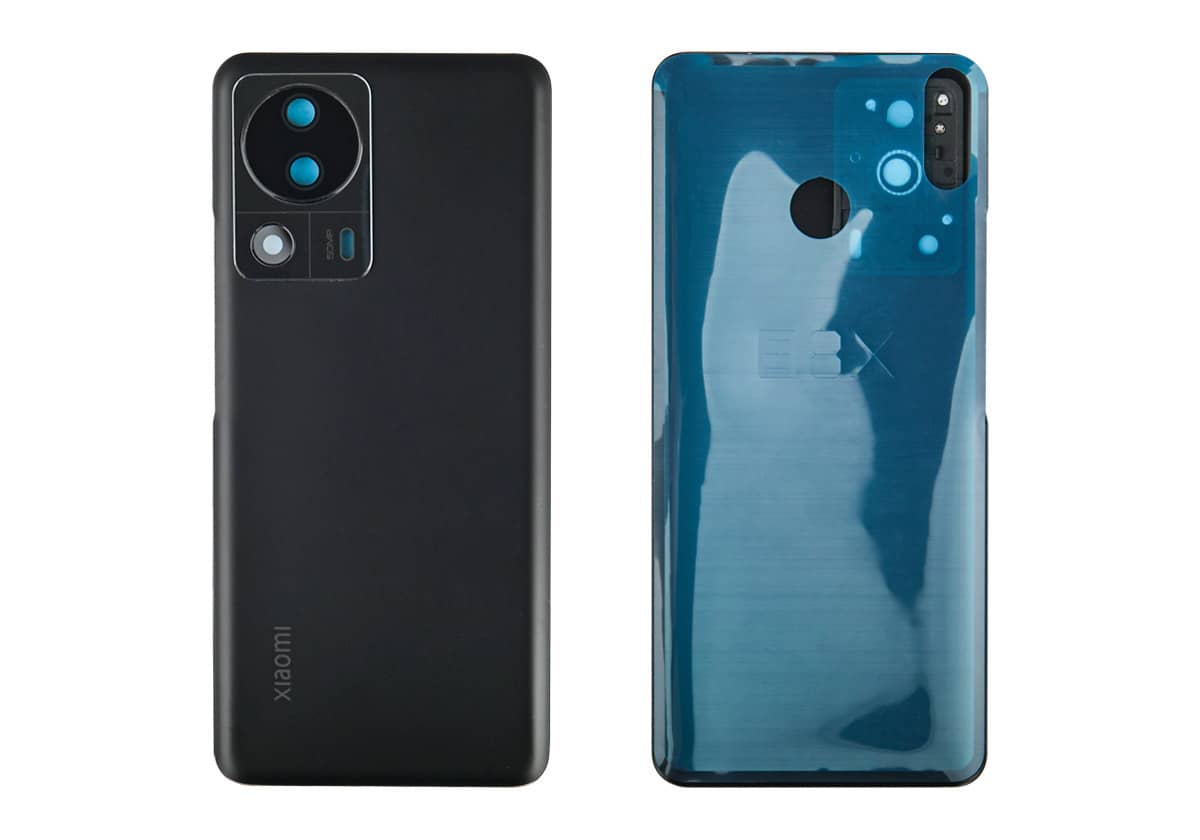 Задняя крышка для Xiaomi 13 Lite (Черная, со стеклом камеры)