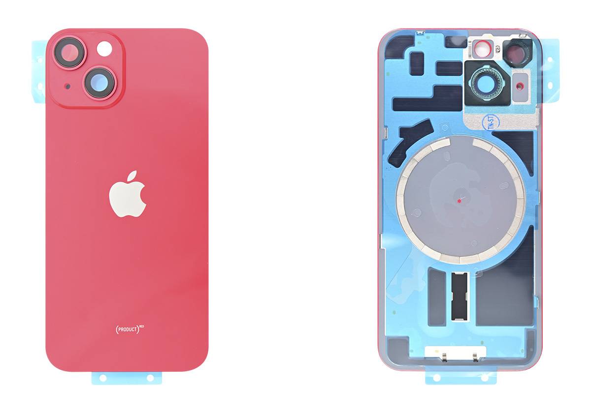 Задняя крышка для iPhone 14 (Красная, MagSafe, со стеклом камеры)