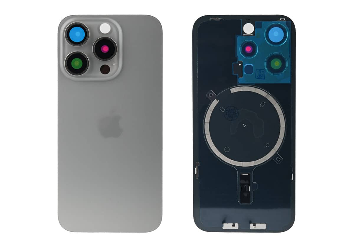 Задняя крышка для iPhone 15 Pro (Натуральный титан, ORG, MagSafe, со стеклом камеры, монолит)