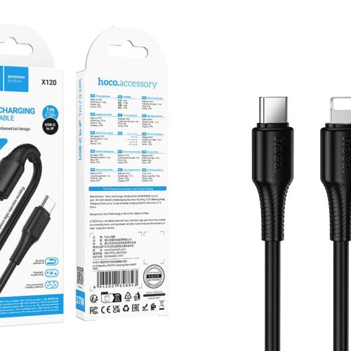 Кабель HOCO X120 Type-C-Lightning, 3А, ПВХ, 1м, черный
