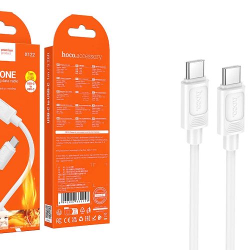 Кабель HOCO X122 Type-C — Type-C, 60W, силикон, 1м, белый