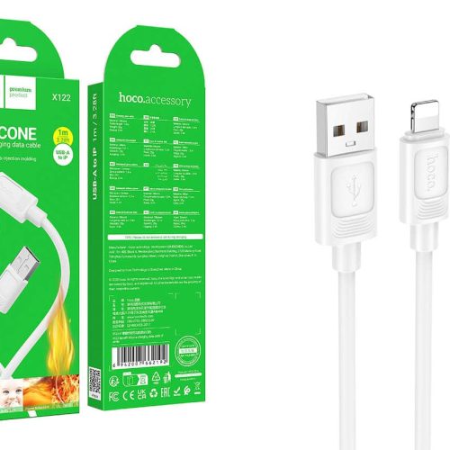 Кабель HOCO X122 USB-Lightning, 2.4A, силикон, 1м, белый
