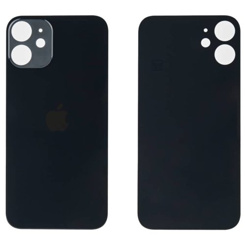 Задняя крышка для iPhone 12 Mini черная ORG (монолит, широкий вырез под камеру, логотип (черный, ORG, монолит)