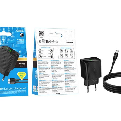 Зарядное устройство HOCO CS83A Excellent 1xUSB, 1xUSB-C, PD20W, QC3.0, цифровой дисплей