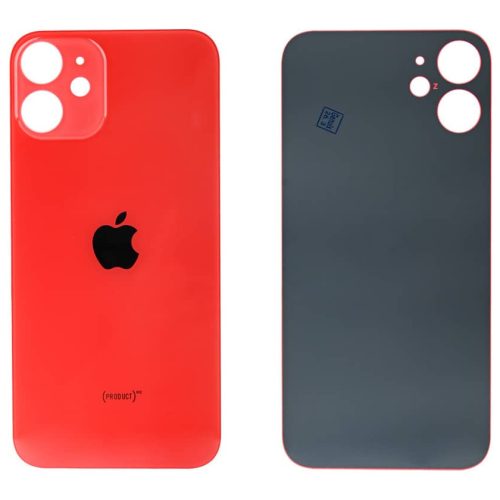 Задняя крышка для iPhone 12 Mini красная ORG (монолит, широкий вырез под камеру, логотип (красный, ORG, монолит)