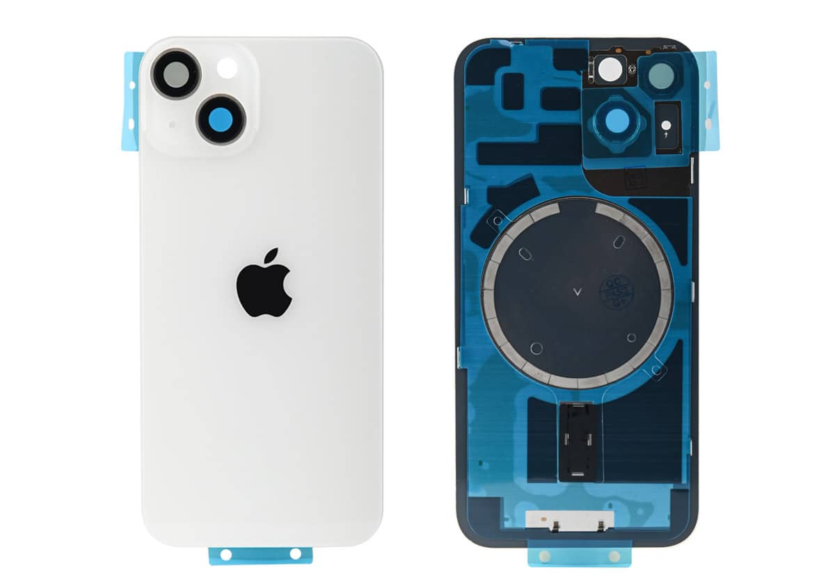 Задняя крышка для iPhone 14 (Белая, ORG, MagSafe, со стеклом камеры, монолит)
