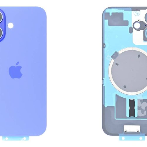 Задняя крышка для iPhone 16 Ультрамарин в сборе со стеклом камеры,Magsafe,логотип (ультрамариновый, MagSafe, со стеклом камеры)