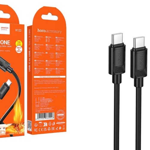 Кабель HOCO X122 Type-C — Type-C, 60W, силикон, 1м, черный