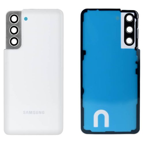 Задняя крышка для Samsung Galaxy S21 (Белая, со стеклом камеры)