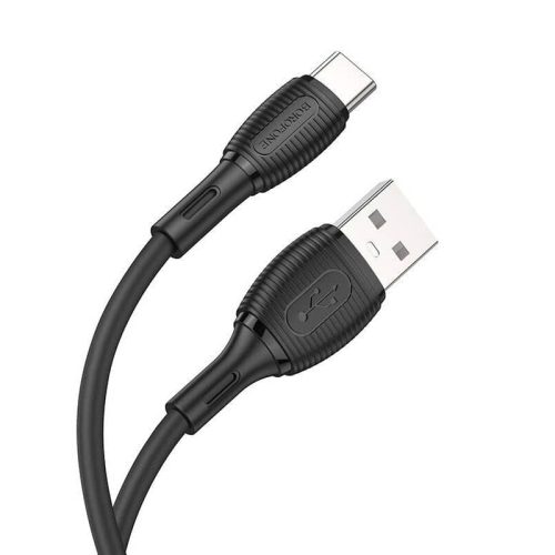 Кабель BOROFONE BX86 USB — Type-C, 3А, силикон, 1м, черный