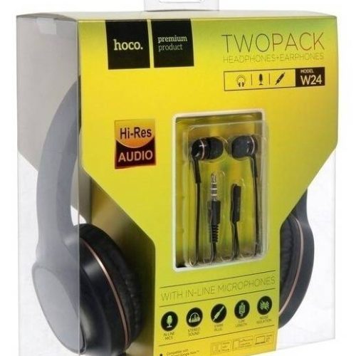 Проводные наушники HOCO W24 с микрофоном, Jack 3,5 мм, 1,2 м, черный