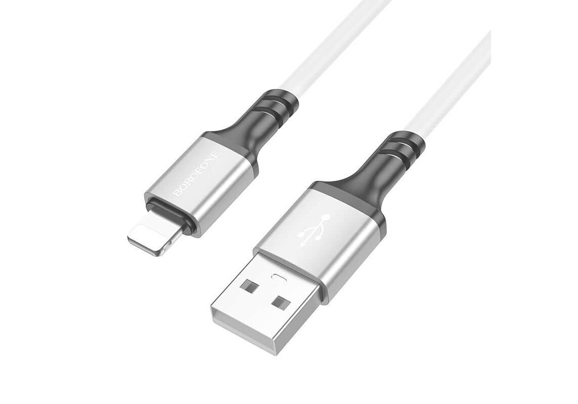 Кабель BOROFONE BX83 USB-Lightning, 2.4А, силикон, 1м, белый