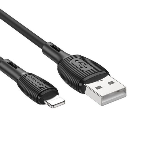 Кабель BOROFONE BX86 USB-Lightning, 2.4А, силикон, 1м, черный