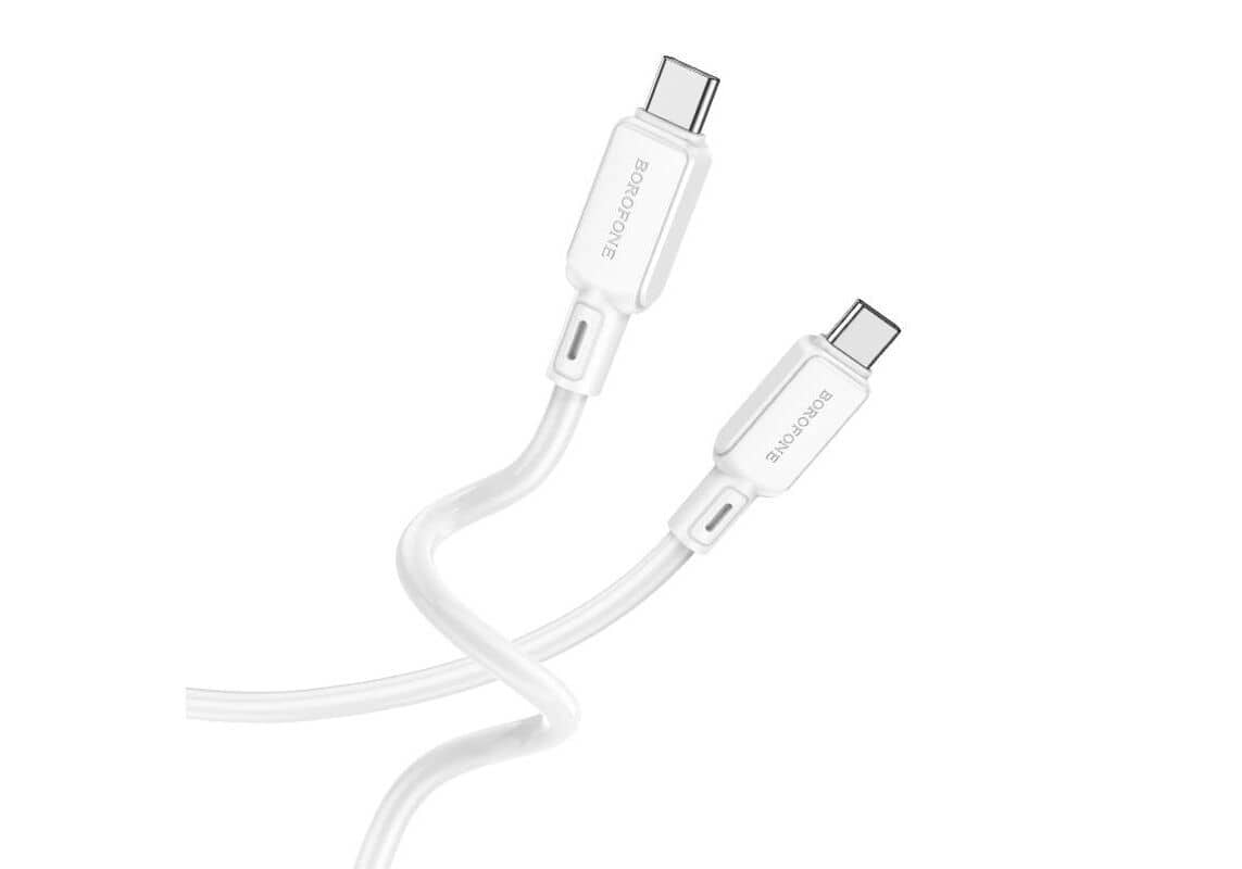 Кабель BOROFONE BX94 Type-C-Type-C, 3А, силикон, 1м, белый