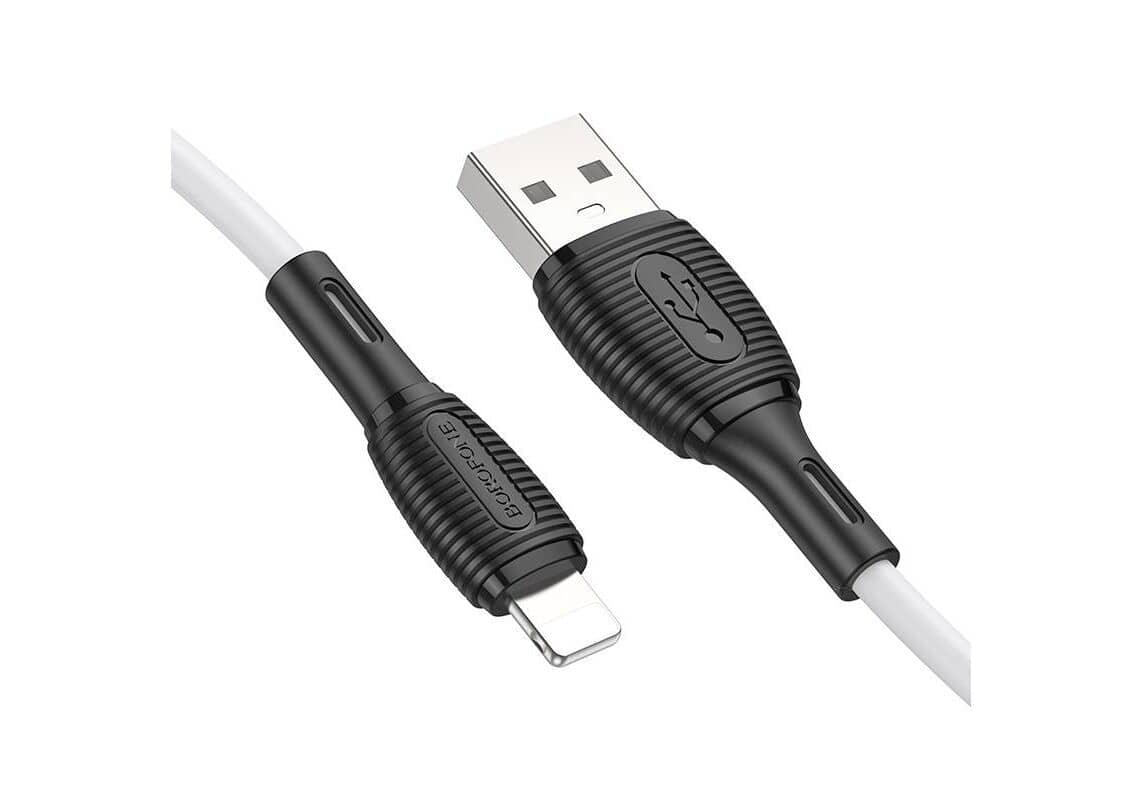 Кабель BOROFONE BX86 USB-Lightning, 2.4А, силикон, 1м, белый