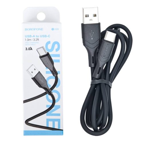 Кабель BOROFONE BX99 USB-Type-С, 3А, силикон, 1м, черный