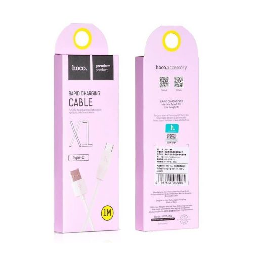 Кабель Hoco X1 USB-Type-C, 2.4А, ПВХ, 1м, белый (тех.пак)