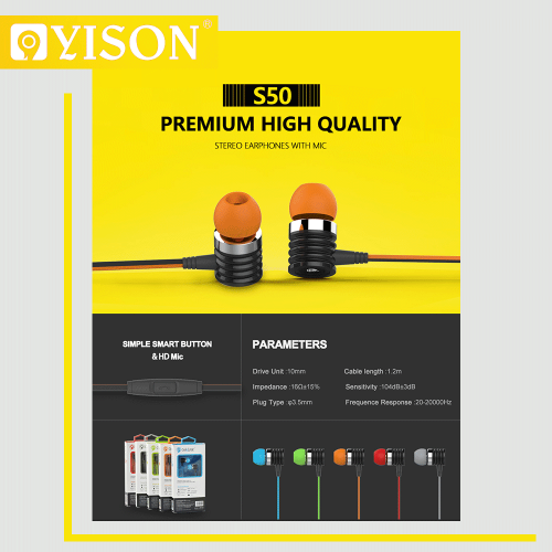 Проводные наушники Yison S50 (зеленый) коробка