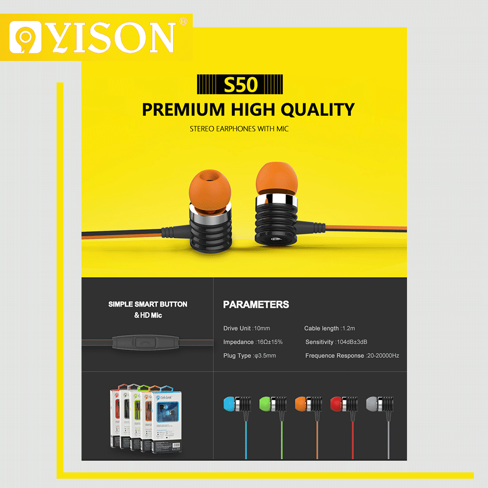 Проводные наушники Yison S50 (зеленый) коробка