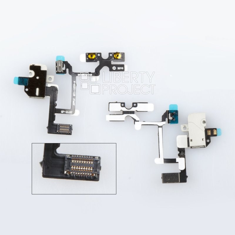 Шлейф iPhone 4G с разъёмом наушников (серый)