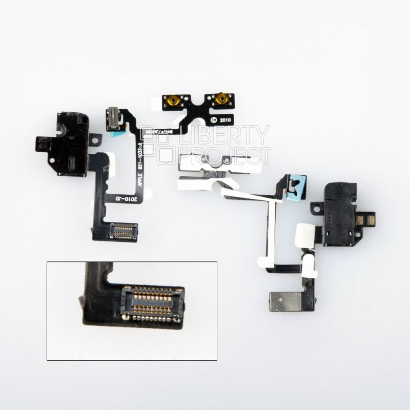 Шлейф iPhone 4G с разъёмом наушников (черный)