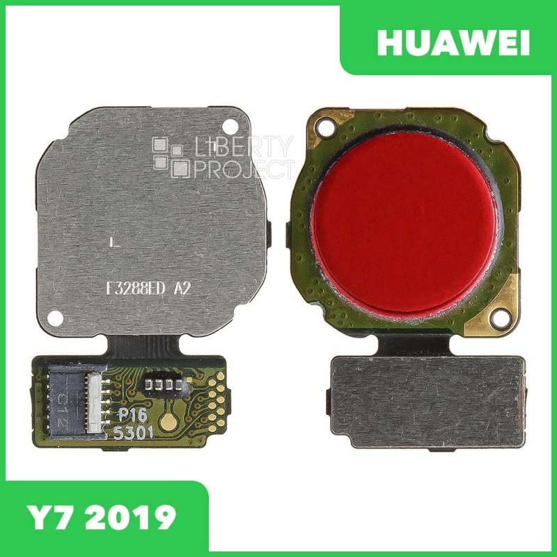 Шлейф Huawei Y7 2019 DUB LX1 сканер отпечатка пальцев (красный)