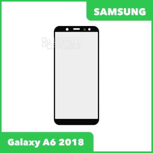 Стекло + OCA плёнка для переклейки Samsung A600F Galaxy A6 (2018) (черный)