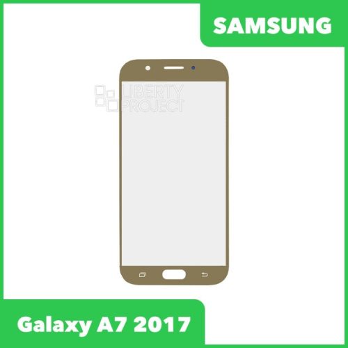 Стекло + OCA плёнка для переклейки Samsung A720F Galaxy A7 (2017) (золото)