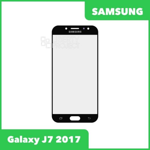 Стекло + OCA плёнка для переклейки Samsung J730 Galaxy J7 (2017) (черный)
