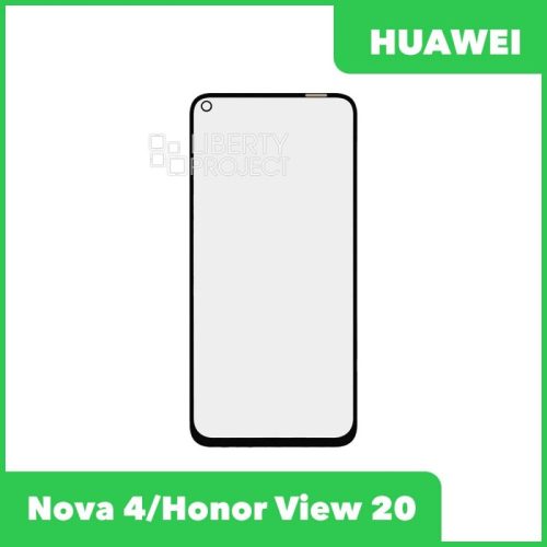 Стекло + OCA плёнка для переклейки Huawei Nova 4/Honor View 20 (V20) (черный)
