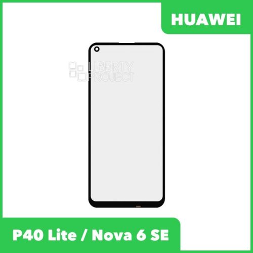 Стекло + OCA плёнка для переклейки Huawei P40 Lite (JNY-LX1) / Nova 6 SE (JNY-TL10) (черный)