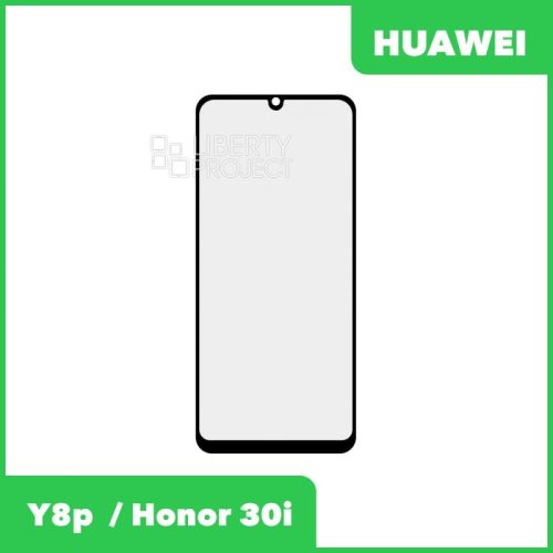 Стекло + OCA плёнка для переклейки Huawei Y8p (AQM-LX1) / Honor 30i (LRA-LX1) (черный)
