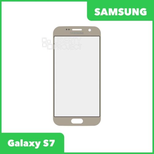 Стекло + OCA плёнка для переклейки Samsung G930F Galaxy S7 (золото)