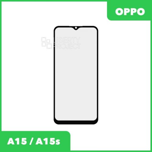 Стекло + OCA плёнка для переклейки Oppo A15/A15s (черный)