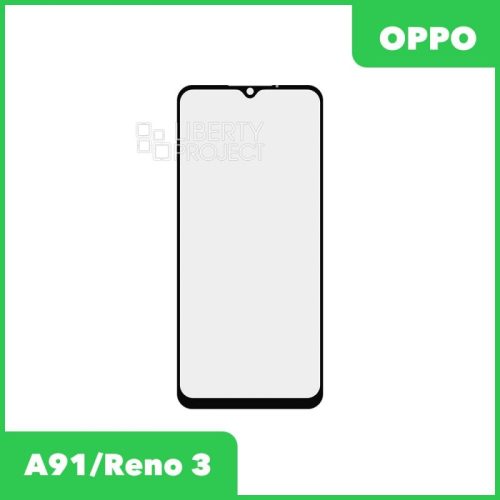 Стекло + OCA плёнка для переклейки Oppo A91/Reno 3 (черный)