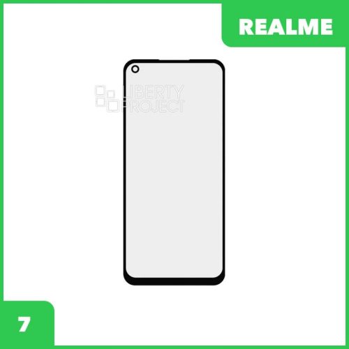 Стекло + OCA плёнка для переклейки Realme 7 (черный)