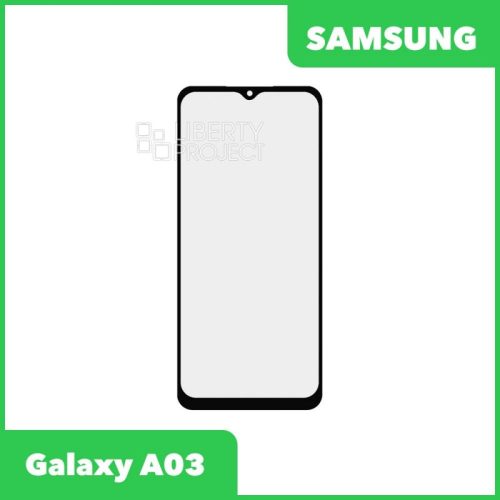 Стекло + OCA плёнка для переклейки Samsung SM-A032F Galaxy A03 (черный)