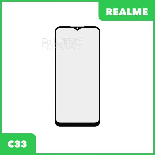 Стекло + OCA пленка для переклейки Realme C33 (черный)