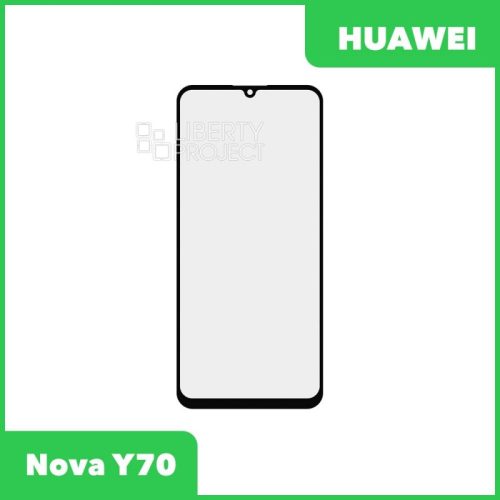 Стекло + OCA плёнка для переклейки Huawei Nova Y70 / Y70 Plus (черный)