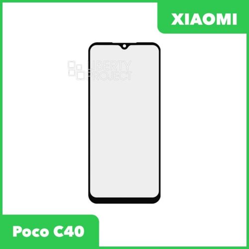 Стекло + OCA пленка для переклейки Xiaomi 10C / Poco C40 (черный)