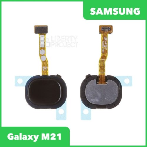 Шлейф Samsung Galaxy M21 SM-M215 сканер отпечатка пальцев (черный)