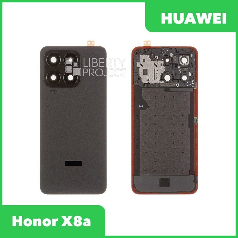 Задняя крышка для Huawei Honor X8a со стеклом камеры (черный, со стеклом камеры)