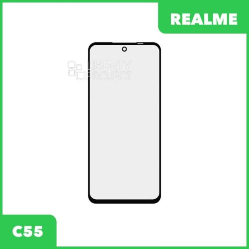 Стекло + OCA пленка для переклейки Realme C55 / Oppo A58 (черный)