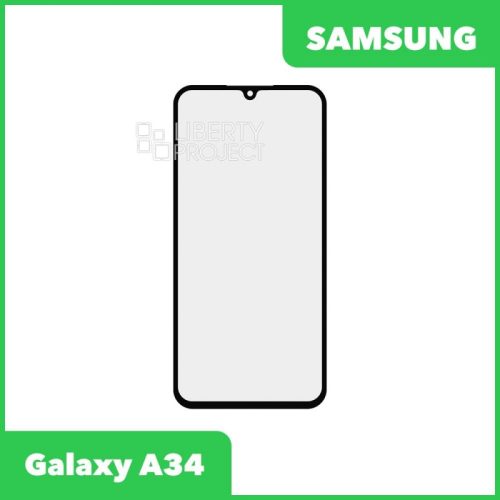 Стекло + OCA плёнка для переклейки Samsung A34 (черный)